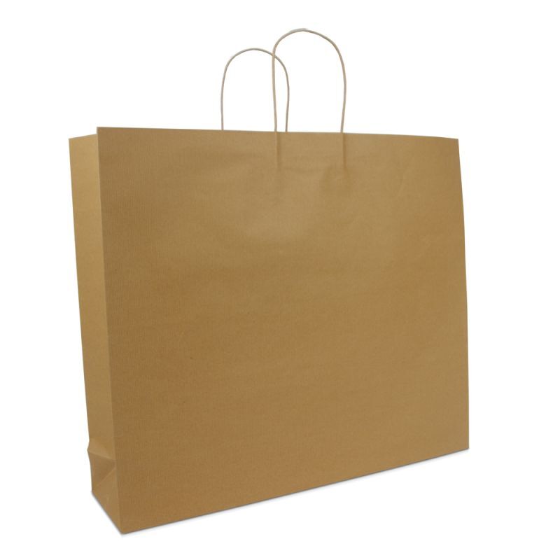 Sac à poignées torsadées en papier de luxe avec fond en carton 54+13x46 cm Marron (100 pcs) [FP-DPT005]