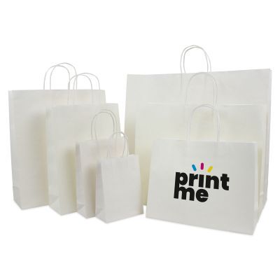 Sac à poignées torsadées en papier de luxe avec fond en carton 54+13x46 cm Blanc (100 pcs) [FP-DPT006]