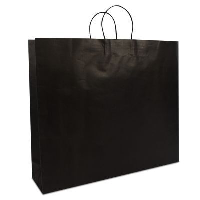 Sac à poignées torsadées en papier de luxe avec fond en carton 54+13x46 cm Noir (100 pcs) [FP-DPT007]