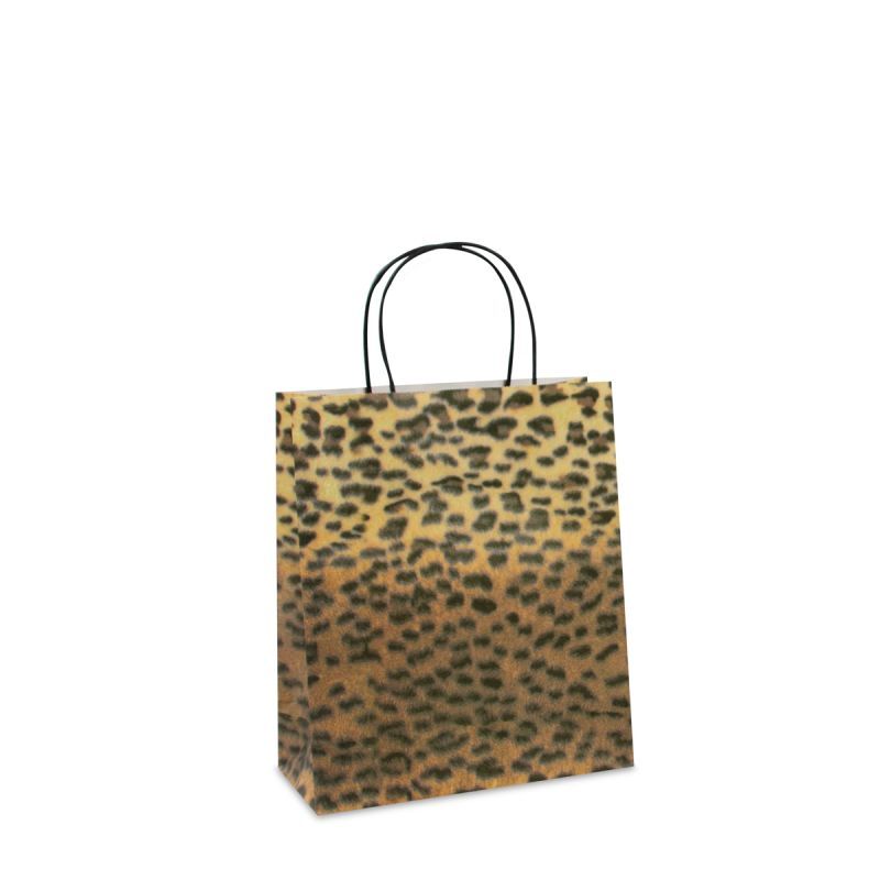 Sac à poignées torsadées en papier 22+10x26 cm Panthère (200 pcs) [FP-DPT037]