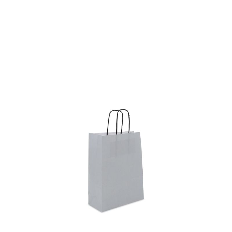 Sac à poignées torsadées en papier - Uni 18+8x24 cm Argent (250 pcs) [FP-DPT072]