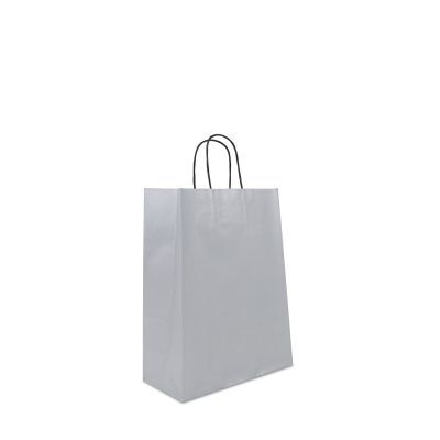 Sac à poignées torsadées en papier - Uni 26+12x34 cm Argent (250 pcs) [FP-DPT073]
