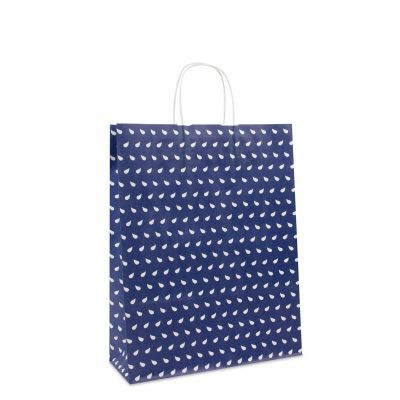 Sac à poignées torsadées en papier - Vague 32+12x41 cm Bleu foncé (250 pcs) [FP-DPT087]