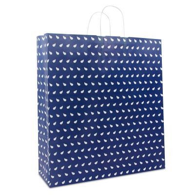 Sac à poignées torsadées en papier - Vague 45+15x49 cm Bleu foncé (150 pcs) [FP-DPT088]