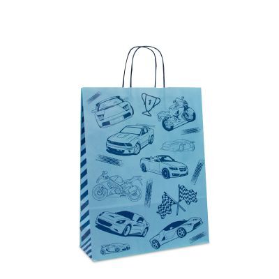 Sac à poignées torsadées en papier - Race 32+12x41 cm Bleu (250 pcs) [FP-DPT093]