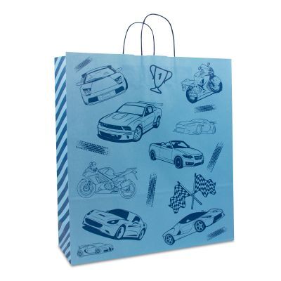Sac à poignées torsadées en papier - Race 45+15x49 cm Bleu (150 pcs) [FP-DPT094]
