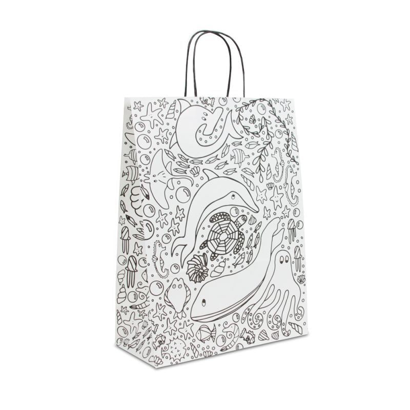 Sac à poignées torsadées en papier - Coloriage 26+12x35 cm Blanc (250 pcs) [FP-DPT111]