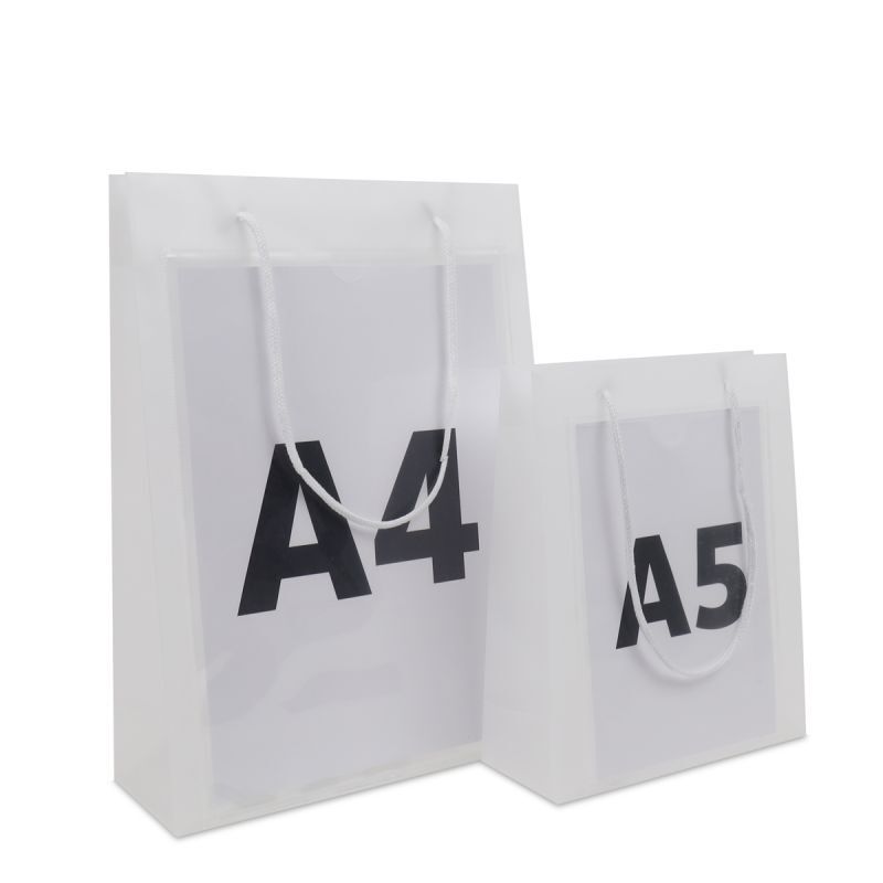 Sacs en plastique haut de gamme avec fenêtre d'insertion au format A5 20+8x25 cm Semi-transparent (200 pcs) [FP-DQC020]