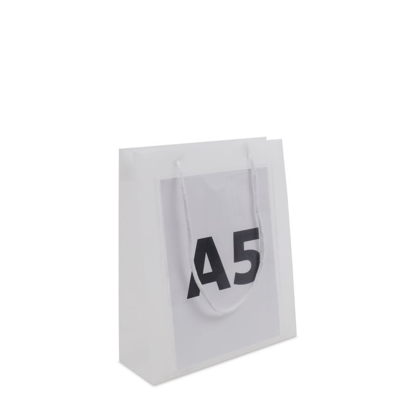 Sacs en plastique haut de gamme avec fenêtre d'insertion au format A5 20+8x25 cm Semi-transparent (200 pcs) [FP-DQC020]