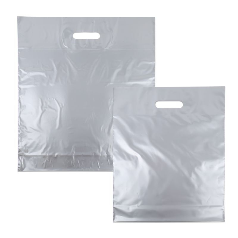 Sac à poignées économiques 35x44+2x4 cm Argent (500 pcs) [FP-DQU012]