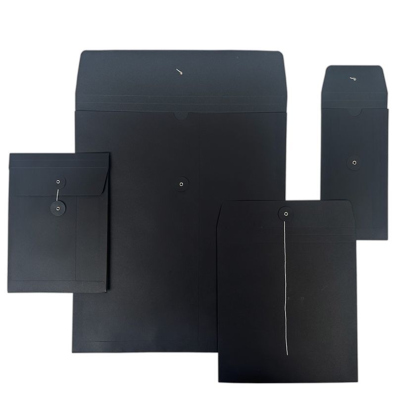 Porte-factures en papier avec fermeture japonaise 11x22+2x1,25 cm Noir (100 pcs) [FP-JGB009]