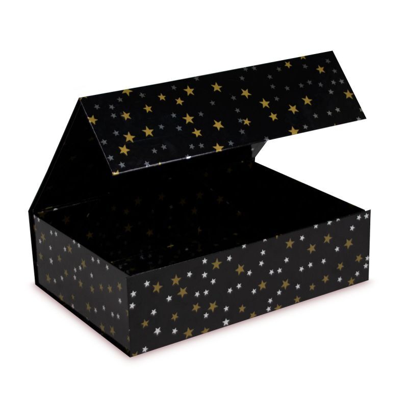 Boîtes magnétiques de Noël - Étoiles 35x25x10 cm Noir (25 pcs) [FP-KDS002]