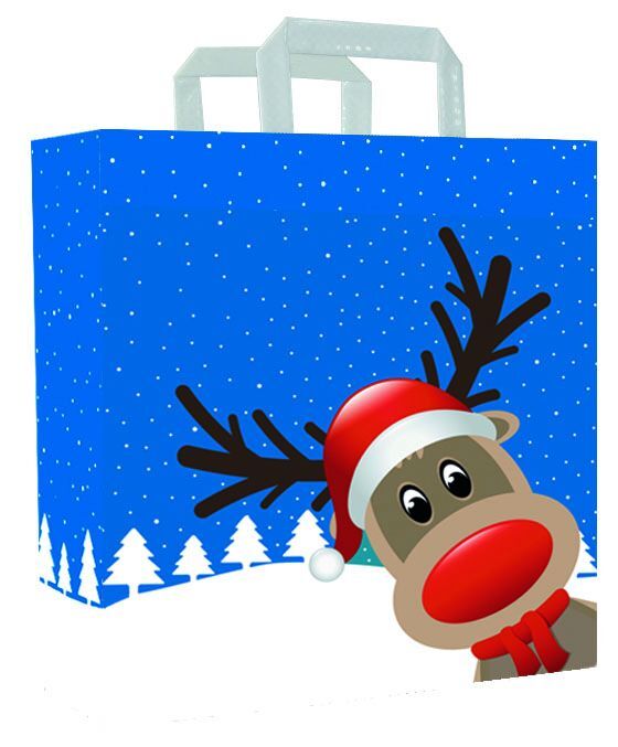 Sacs de Noël en papier - Christmas Friends 26+12x35 cm Blanc (250 pcs) [FP-KDT031]