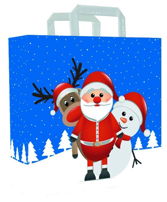 Sacs de Noël en papier - Christmas Friends 26+12x35 cm Blanc (250 pcs) [FP-KDT031]