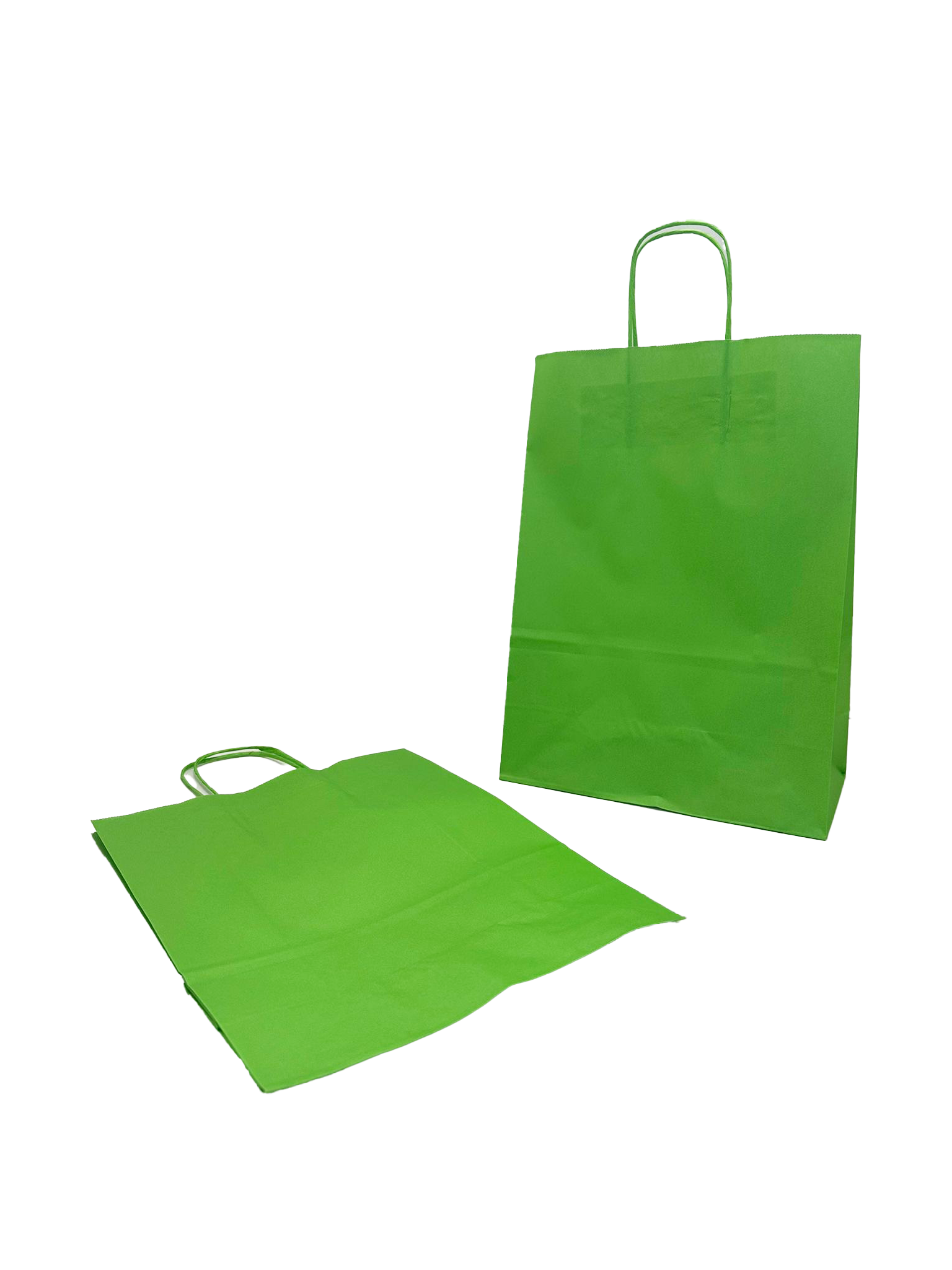 Sac de course Vert Papier Kraft 90 g/m2 26+12x35cm (50 pièces) [PAM2635GR]