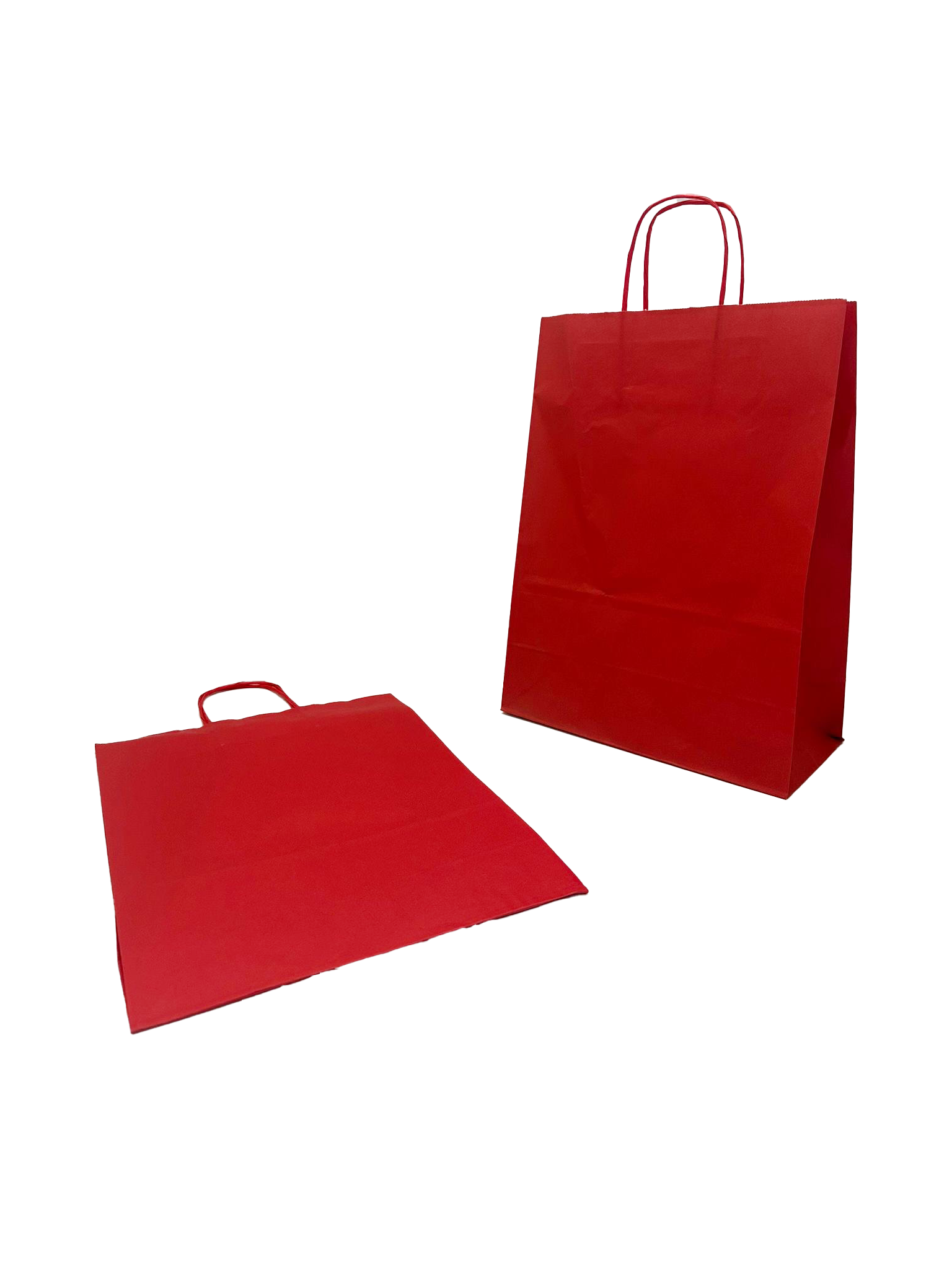 Sac de course Rouge Papier Kraft 90 g/m2 26+12x35cm (50 pièces) [PAM2635R]