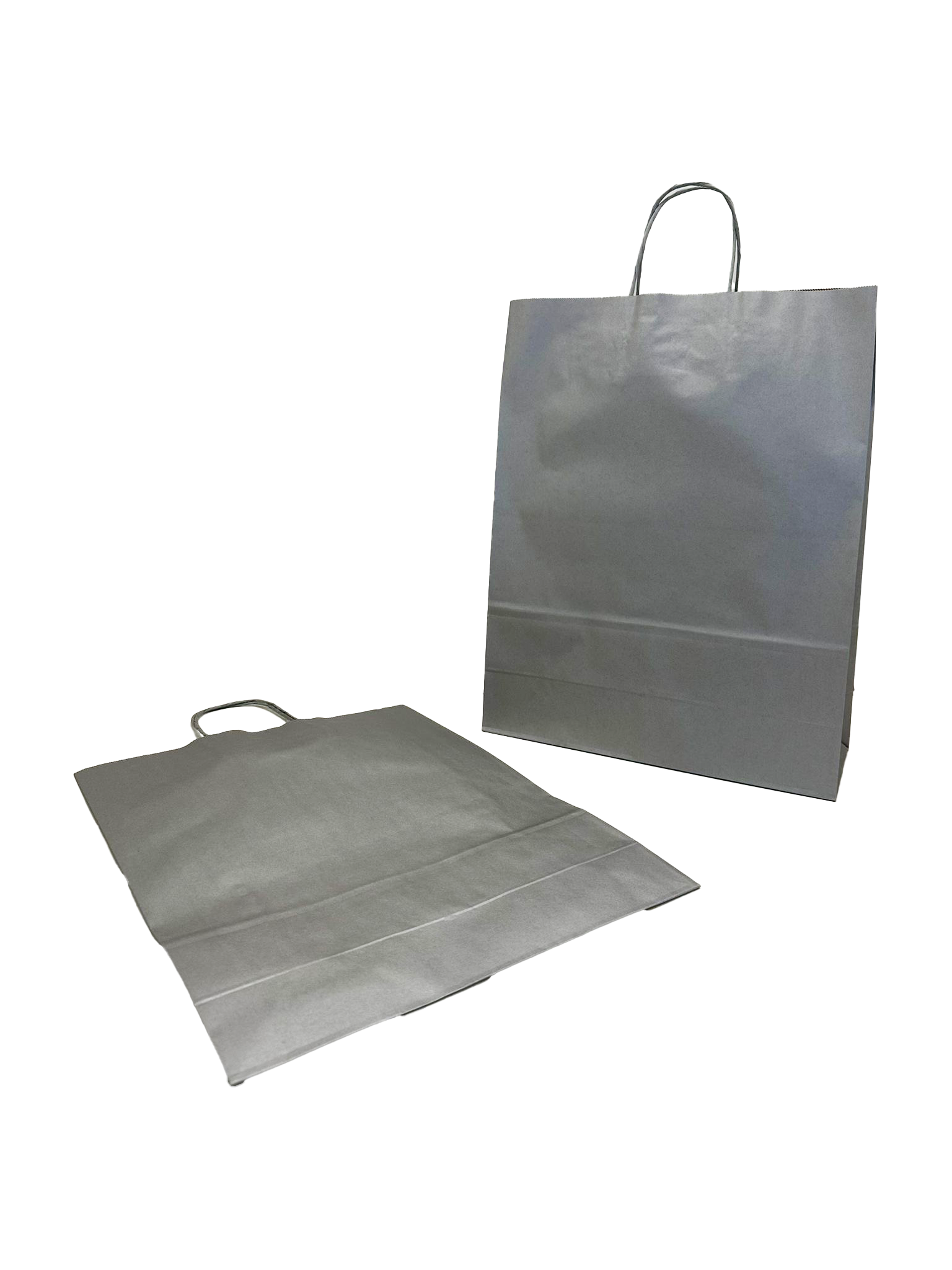 Sac de course Argent Papier Kraft 100 g/m2 32+12x41cm (50 pièces) [PAM3241SI]
