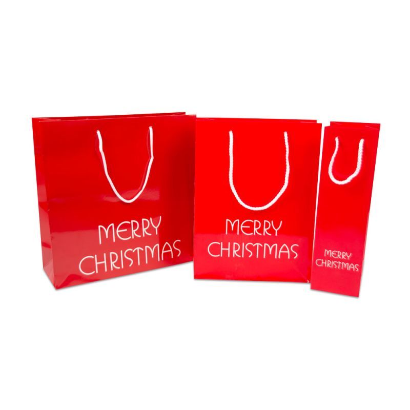 Sacs de Noël en papier de luxe - Merry Christmas 35+12x35 cm Rouge (100 pcs) [FP-TOP994]