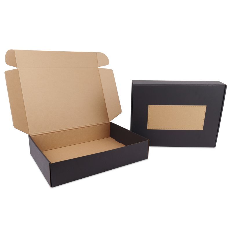 Boîtes d'expédition avec compartiment de personnalisation 41,5x30,5x8,5 cm Noir (50 pcs) [FP-VPD523]