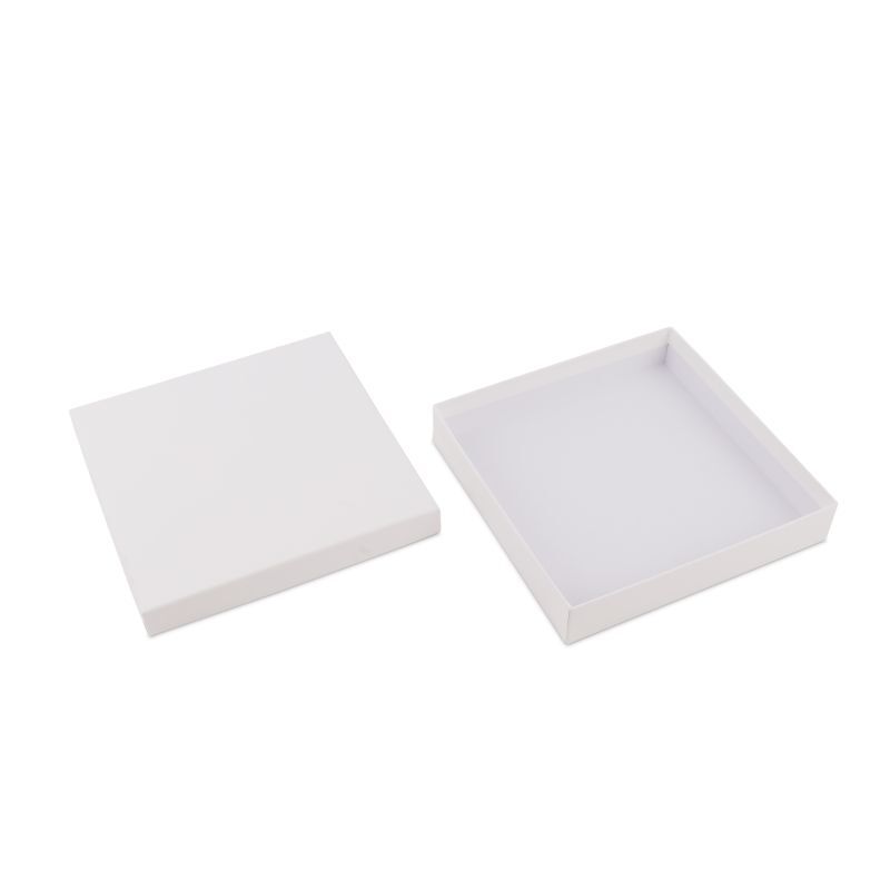 Boîtes-cadeaux en papier kraft avec couvercle 17,7x17,7x3,2 cm Blanc (40 pcs) [FP-VPL009]