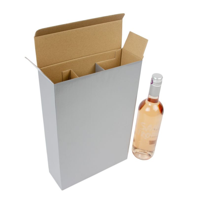 Boîtes en carton pour bouteilles de vin 24x8x36 cm Argent (30 pcs) [FP-VWL006]