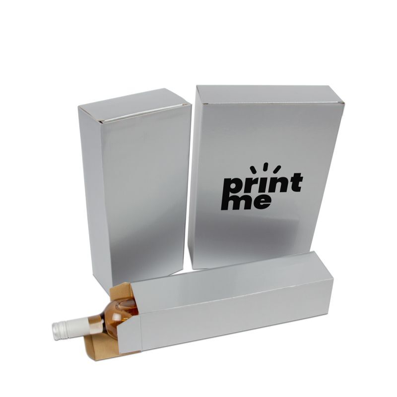 Boîtes en carton pour bouteilles de vin 24x8x36 cm Argent (30 pcs) [FP-VWL006]