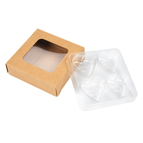 Kraft Artisan Candy Box Set, Heart Insert 7x2.1x6.8 cm (25 pieces) [CNDYH277]
