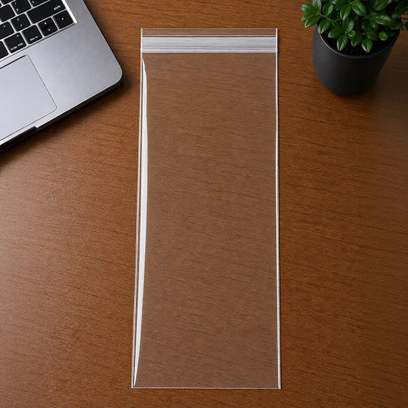 Sachet plastique plat grand format 26,5x51,4cm Refermable par Rabat Adhésif (100 pièces) [B1020]