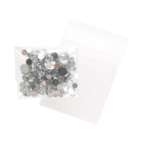 Sachet plastique transparence cristalline 6,5x6,5+3cm avec Rabat Adhésif (100 pièces) [B2X2]