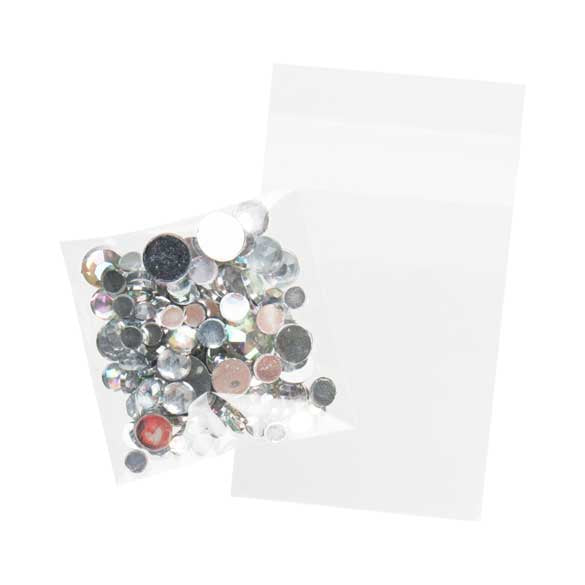 Sachet plastique transparence cristalline 5x5+4cm avec Rabat Adhésif (100 pièces) [B2X2E]