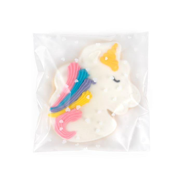 Frosted Plastic Bags 11,4x11,4 cm with Hearts Peal and Seal