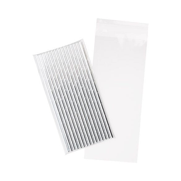 Sachet plastique transparence cristalline 10,5x24,2cm avec Rabat Adhésif (100 pièces) [B49S]