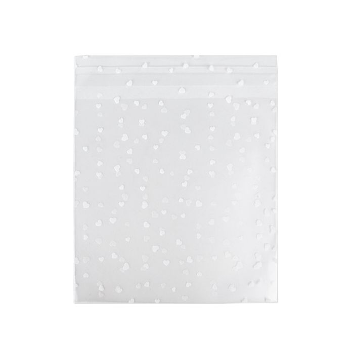 Sachet Plastique glacés 14x14 cm Avec coeurs et rabat adhésif (100 pièces) [B55FHXL]
