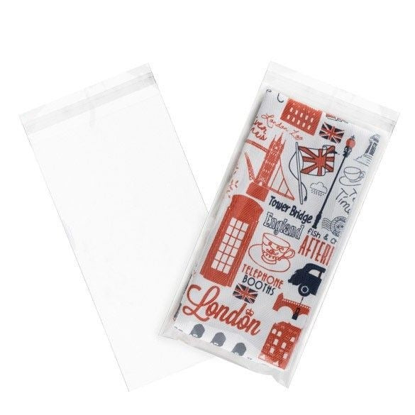 Sachet plastique transparence cristalline 16,3x31,1cm avec Rabat Adhésif (100 pièces) [B612]