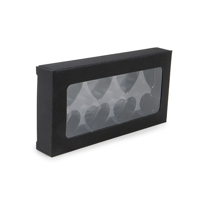 Black Kraft Artisan Candy Box Set, Heart Insert 7x2.1x13.8 cm (25 pieces) [CNDYH272B]