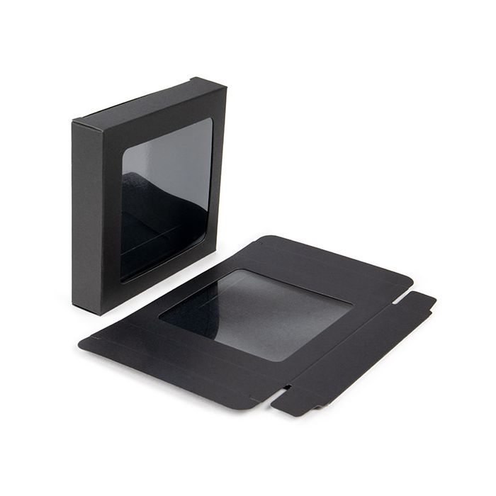 Boîte noire en kraft avec fenêtre transparente 10.5x2.2x10.5 cm (25 pièces) [WKRGB245]