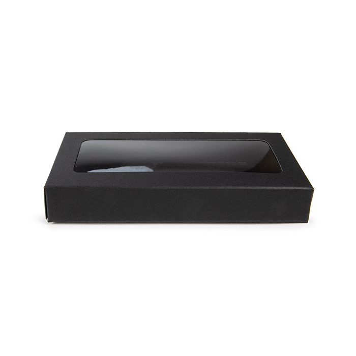 Boîte cadeau noir avec fenêtre attachée 7x2.1x13.8 cm (25 pièces) [WKRGB315]