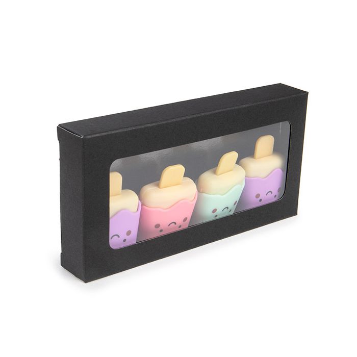 Boîte cadeau noir avec fenêtre attachée 7x2.1x13.8 cm (25 pièces) [WKRGB315]