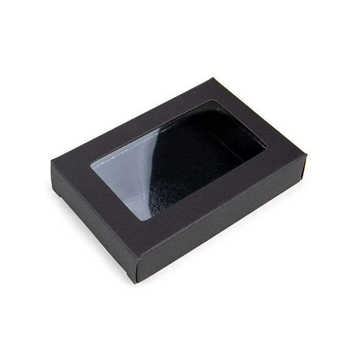 Boîte cadeau noir avec fenêtre attachée 7x2.1x10.3 cm (25 pièces) [WKRGB317]