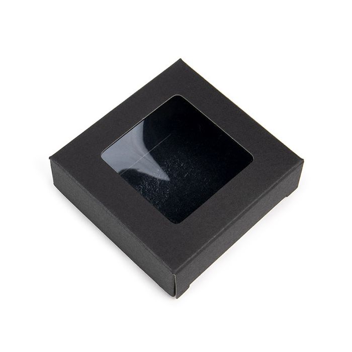 Boîte cadeau noir avec fenêtre attachée 7x2.1x6.8 cm (25 pièces) [WKRGB319]