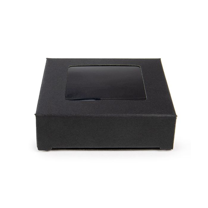 Boîte cadeau noir avec fenêtre attachée 7x2.1x6.8 cm (25 pièces) [WKRGB319]