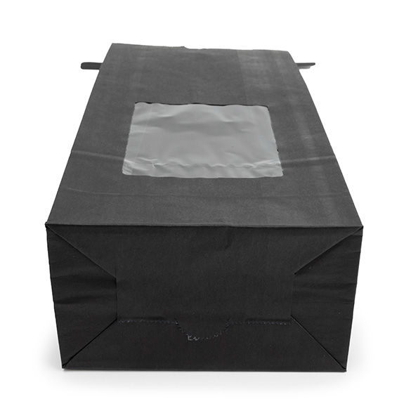 Sac kraft noir avec fermeture tin-tie et fenêtre 10,8x6,4x26,7 cm (100 pcs) [TTW2B]