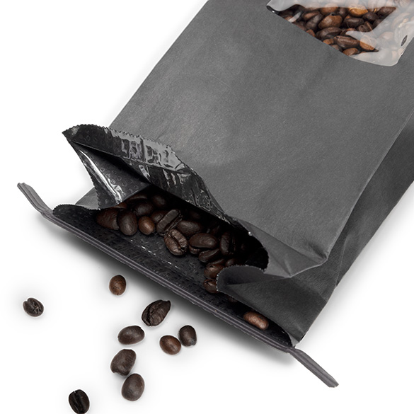Sac kraft noir avec fermeture tin-tie et fenêtre 10,8x6,4x26,7 cm (100 pcs) [TTW2B]