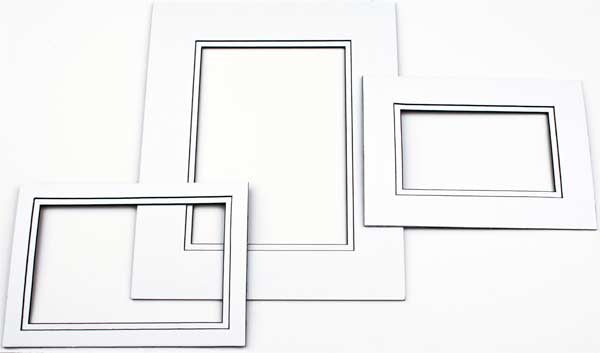 Double Passe Partout Blanc/Noir 20.3 x 27cm pour le découpage intérieur. 27.9 x 35.6cm (10 Pièces) [MD20197]