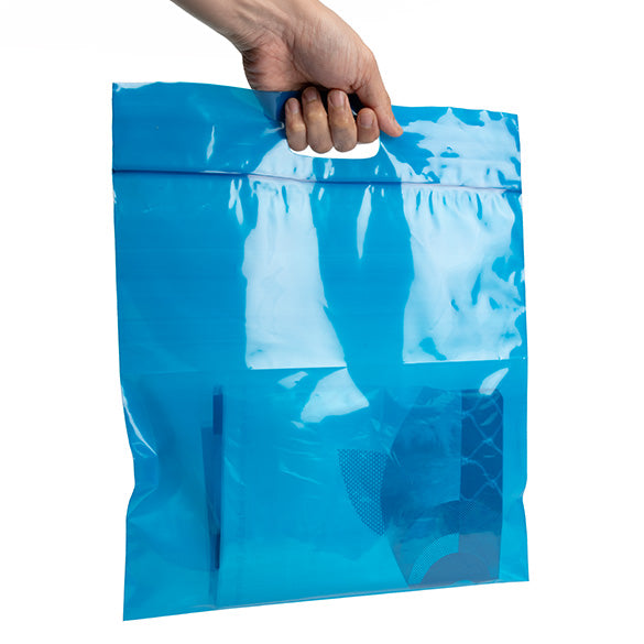 Sachet bleu à zip avec poignée s 22,9x8,2x18,4cm (100 Pièces) [ZH13BL5] LIQUIDATION