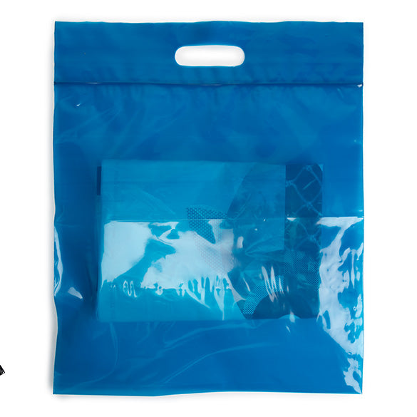 Sachet bleu à zip avec poignée s 22,9x8,2x18,4cm (100 Pièces) [ZH13BL5] LIQUIDATION