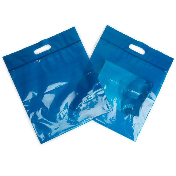 Sachet bleu à zip avec poignée s 22,9x8,2x18,4cm (100 Pièces) [ZH13BL5] LIQUIDATION