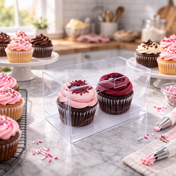 Boites à Cupcake pour doubles cupcakes 17.8 x 10.2 x 10.2cm (100 pièces) [CBS174]