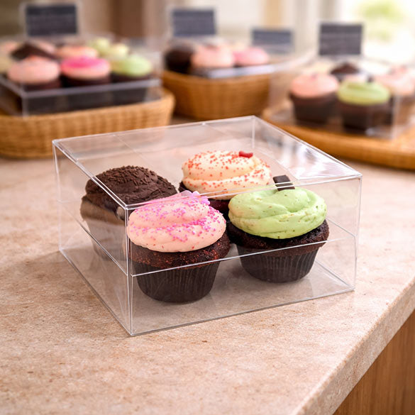 Boites à Cupcake pour quatre cupcakes 19,1 x 17,8 x 10,2cm (100 pièces) [CBS177]