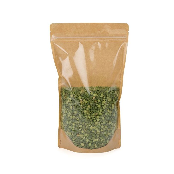 Doypack en papier Kraft avec transparence 17.1x8.9x28.6cm | 340g (100 pièces) [ZBGKC4]